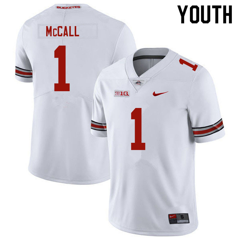 Ohio State Buckeyes Demario McCall Youth #1 White Authentic Stitched College Football Jersey